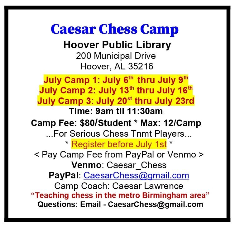 Caesar Chess Camp Flyer JUL2026